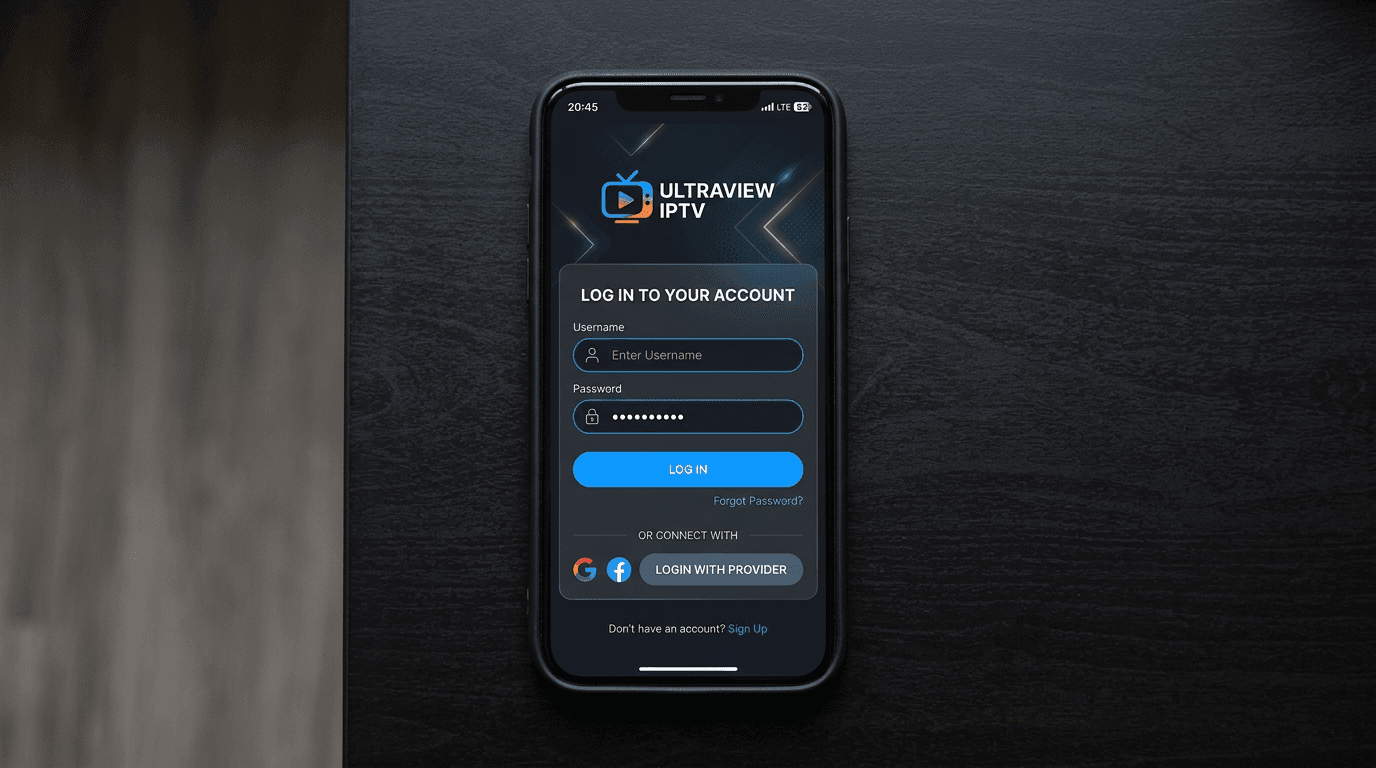 IPTV app on phone with login